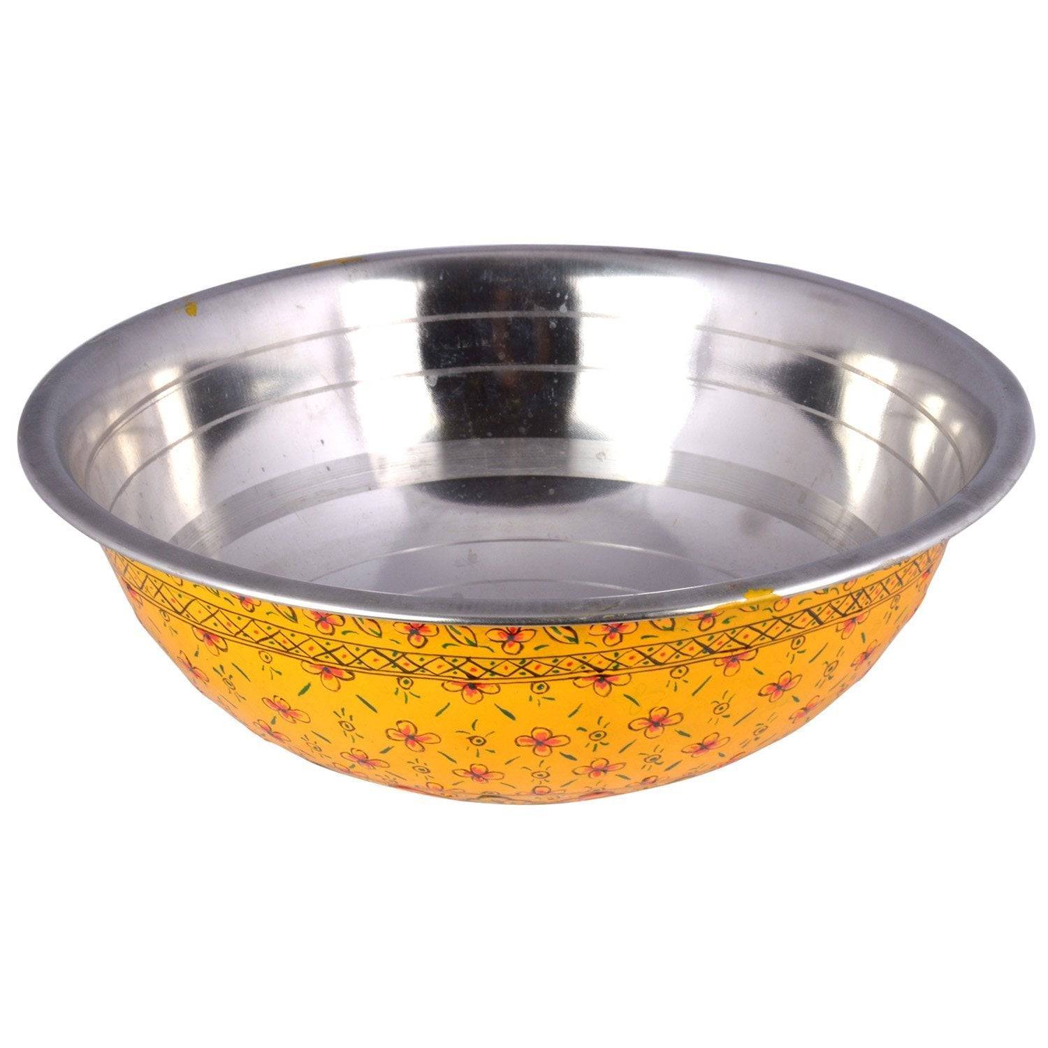 Kaushalam's handpainted serving bowl: Yellow - India shopping