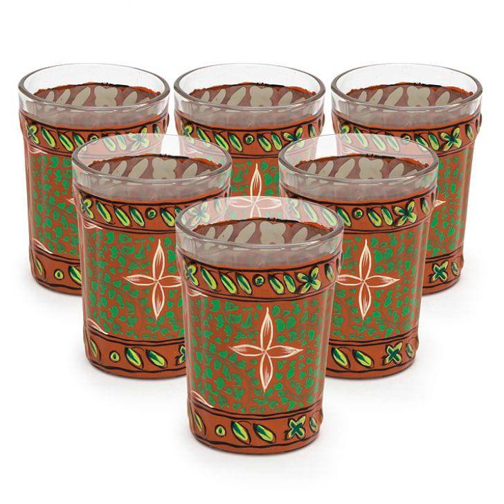 Kaushalam Tea Glass set of 6 - Rust Colour - India shopping