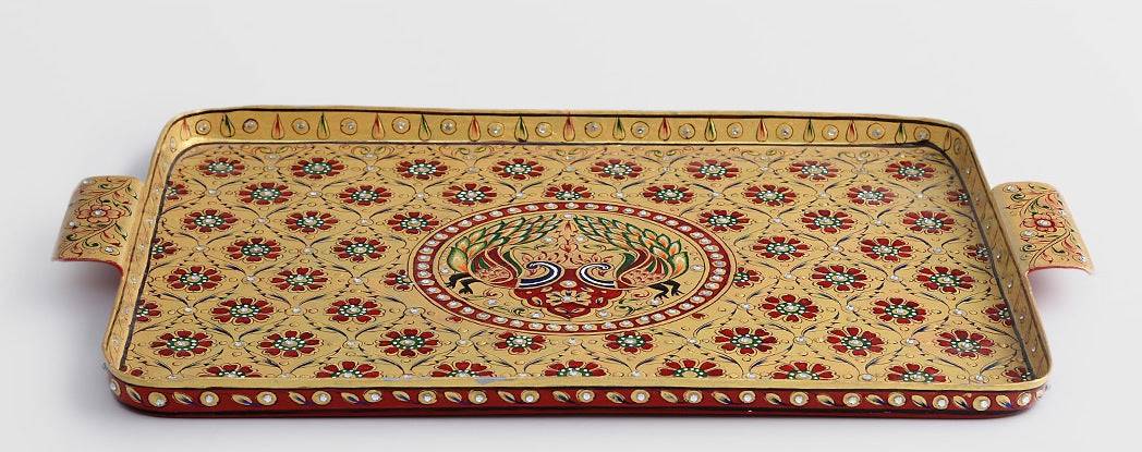 KAUSHALAM TRAY: Mughal Peacock - India shopping