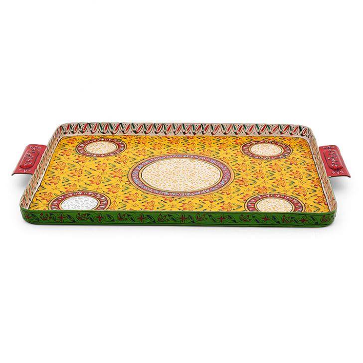 Metal Serving Tray : Royal Tray Yellow - India shopping