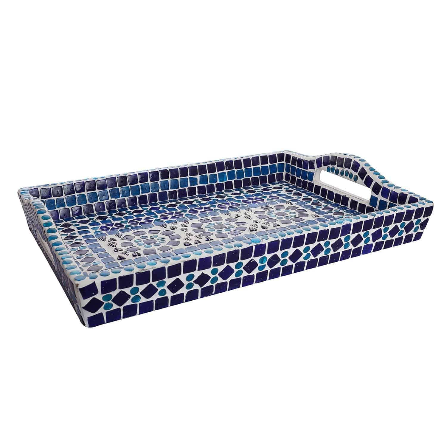 Mosaic Art Blue Serving Tray - India shopping