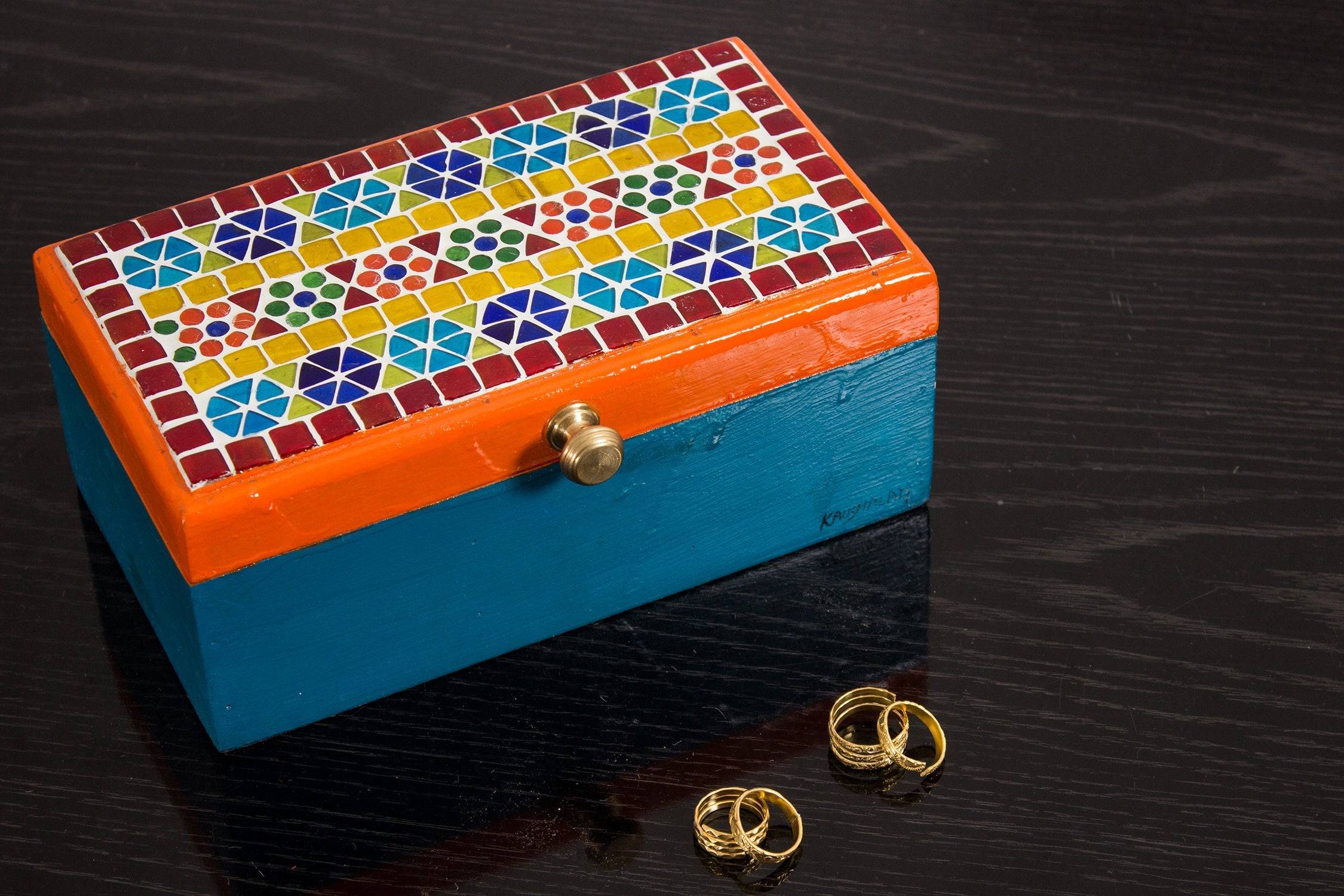 Mosaic Handmade Tea Box - Wooden Mosaic Box - India shopping