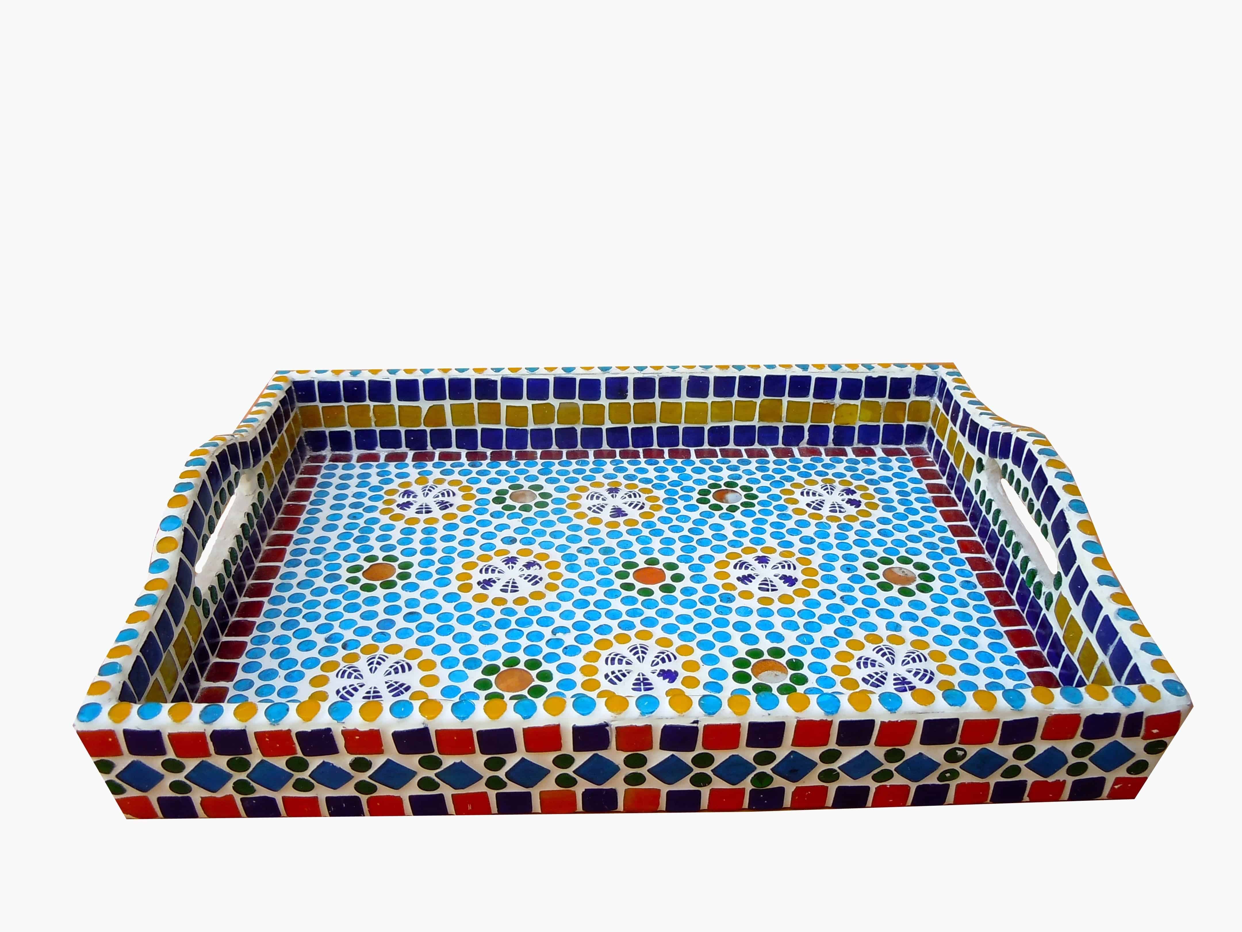 Mosaic Serving Tray : Multi Colored Handmade Tray - India shopping