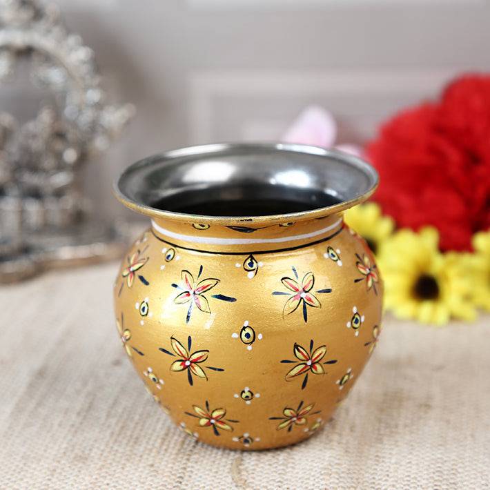 Stainless steel kalash - Gold - India shopping