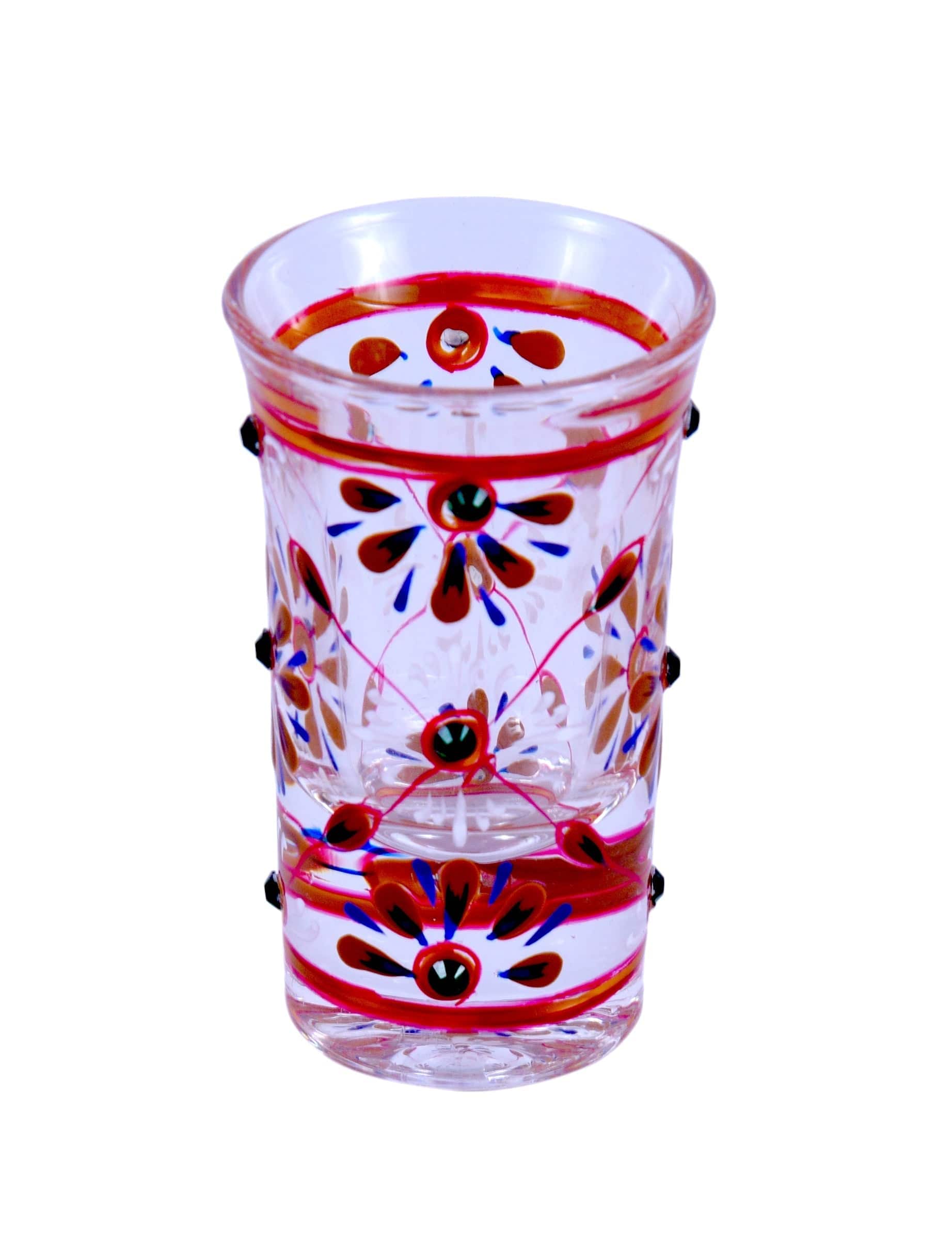 Hand Painted Shot Glasses Set of 6 MultiColor - India shopping