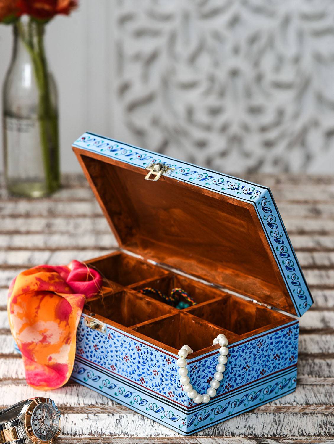 Hand Painted Tea Box : Mughal Collection - India shopping