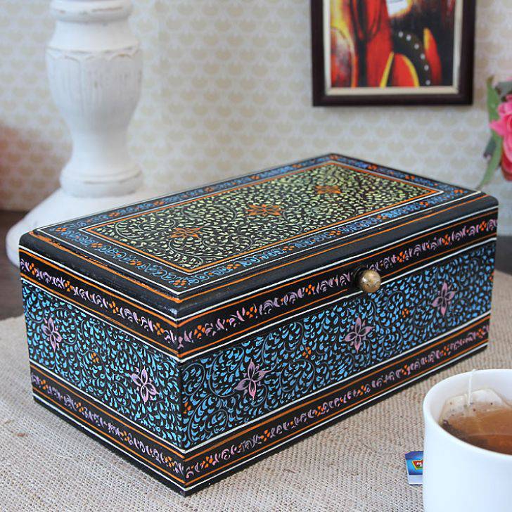 Hand Painted Tea Box : Mughal Collection - India shopping