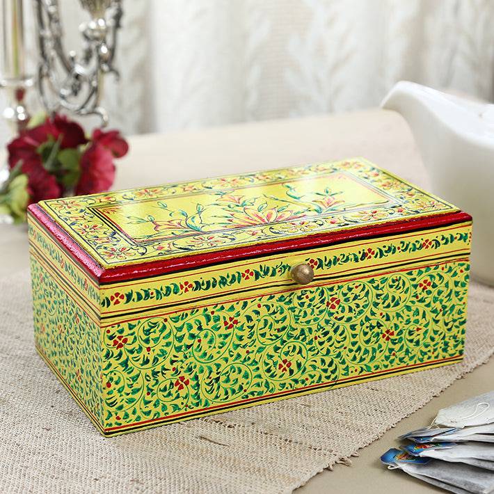 Hand Painted Tea Box : Mughal Collection - India shopping