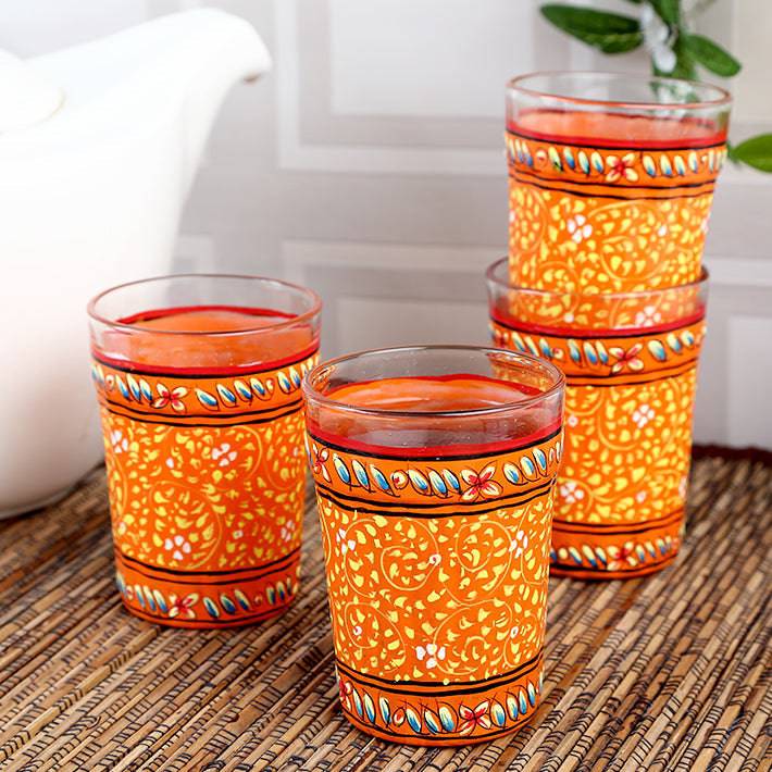 Hand Painted Tea Glass Set of 6 - India shopping