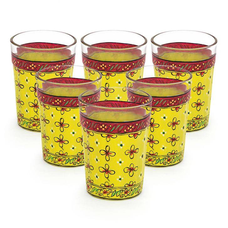 Hand Painted Tea Glass Set of 6 - India shopping