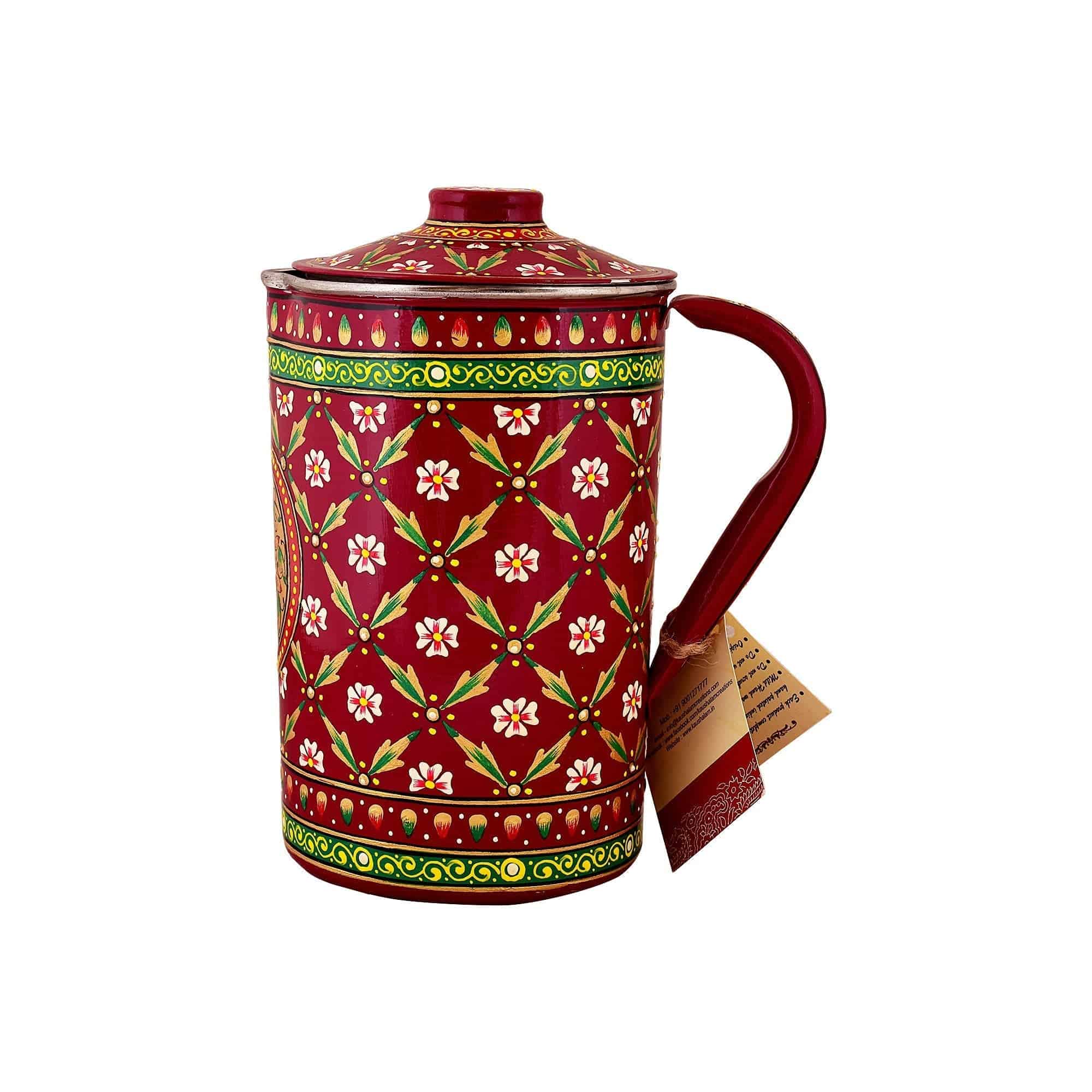 Hand Painted water jug / Stainless steel pitcher- Collection - India shopping