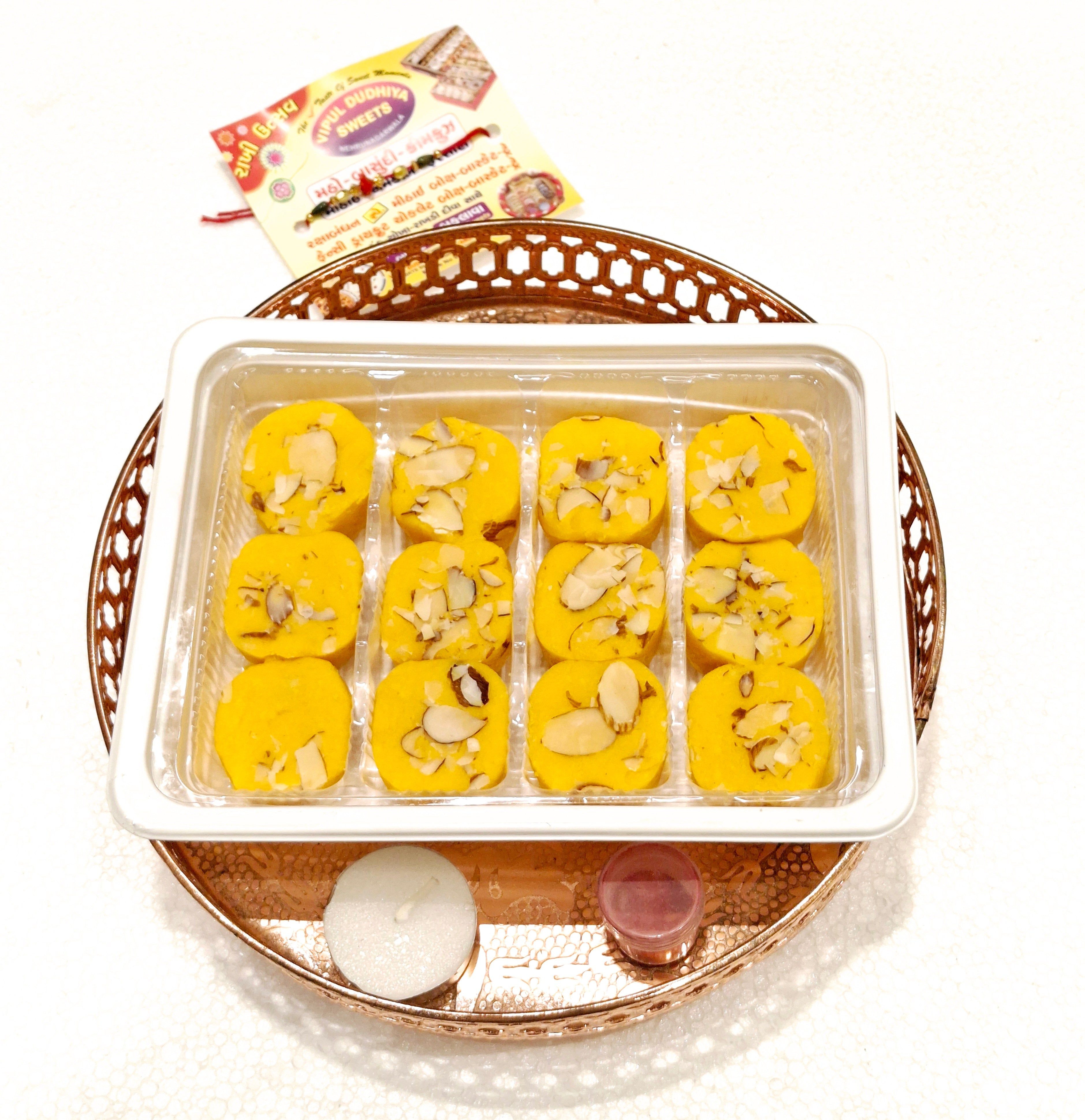 Vipul Dudhiya Sweets Kesar Peda Round Fancy Tray | 250 gms