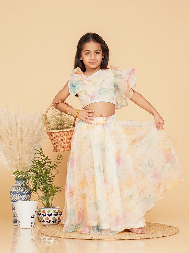 Designing Crop Blouse with Flared Skirt Collection - India shopping