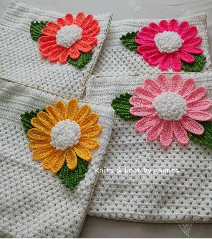 Knits and Knots Indore Handmade White premium Cushion Cover - India shopping