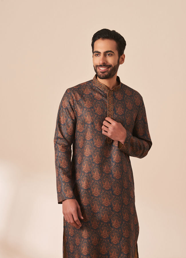 Manyawar Green Paisley Printed Kurta - India shopping