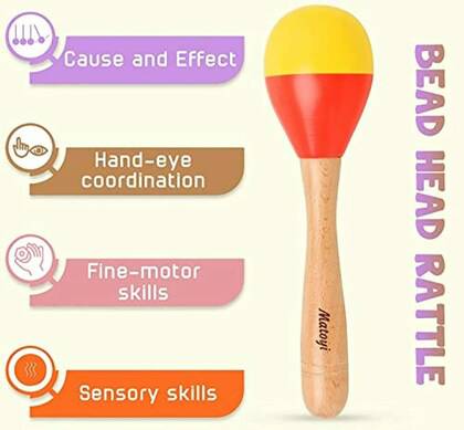 Matoyi Multicolor Non Toxic Trapezium Rattle, Heart Shaped and mount maraca or Jhunjhuna 0-2 Y 21.5 x 30.5 x 2 cm - India shopping