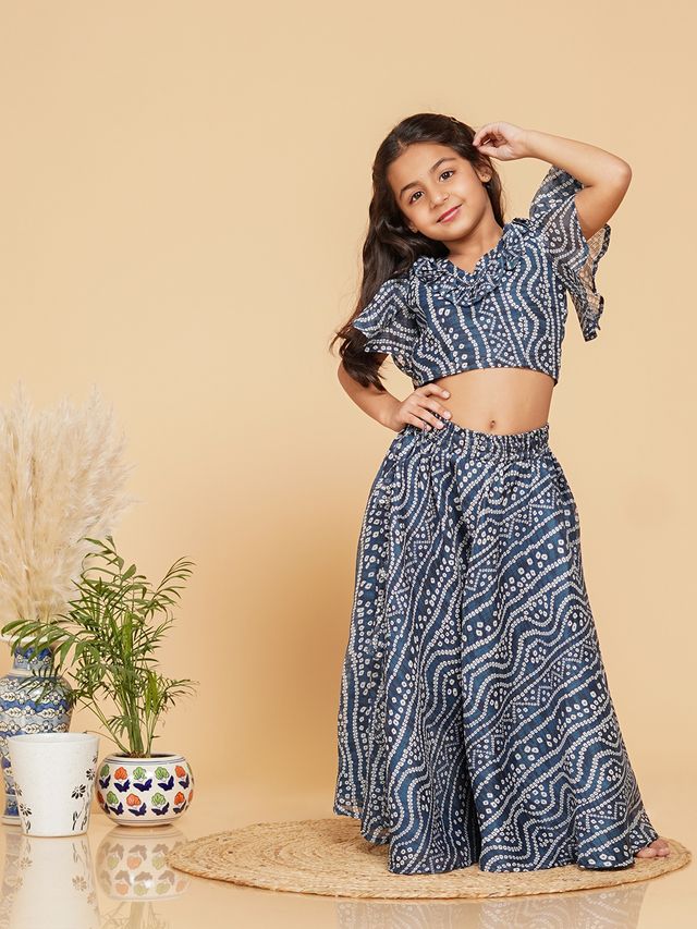 Designing Crop Blouse with Flared Skirt Collection - India shopping