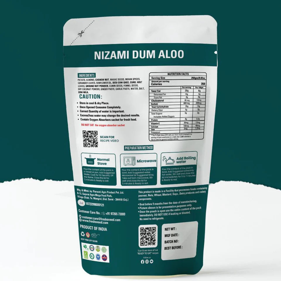 Fresh O Need Nizami Dam Aloo ( Dum Aloo in Small Pieces ) - Ready To Eat 250 gms