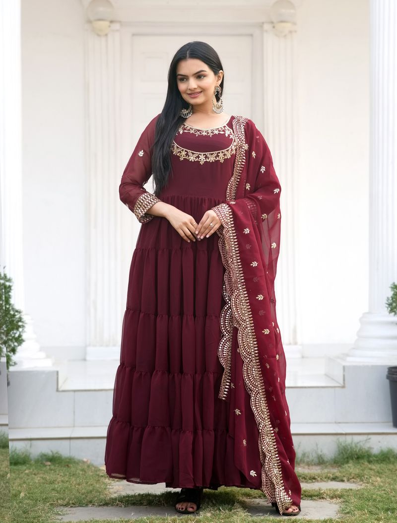 Georgette Lehenga Suit With Embroidery Work | Ready To Wear