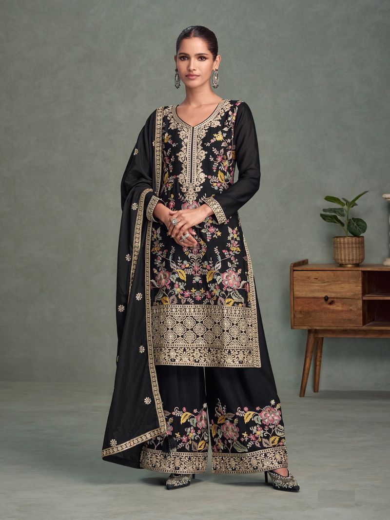 Latest Black Suit With Embroidery Work | Ready To Wear