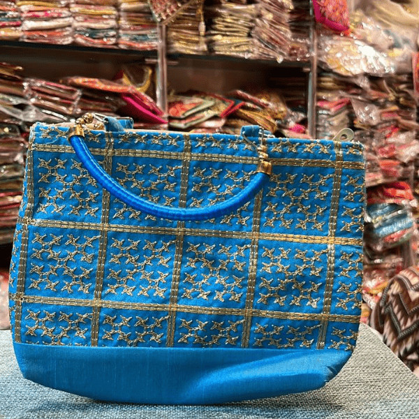 Checks Zari Work Hand Purse (Set of 5) - India shopping