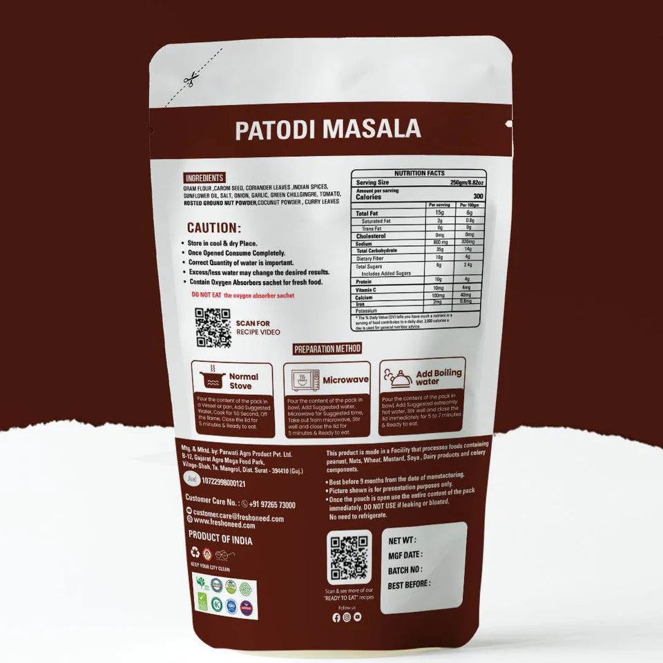 Fresh O Need Patodi Masala - Ready To Eat 220 gms