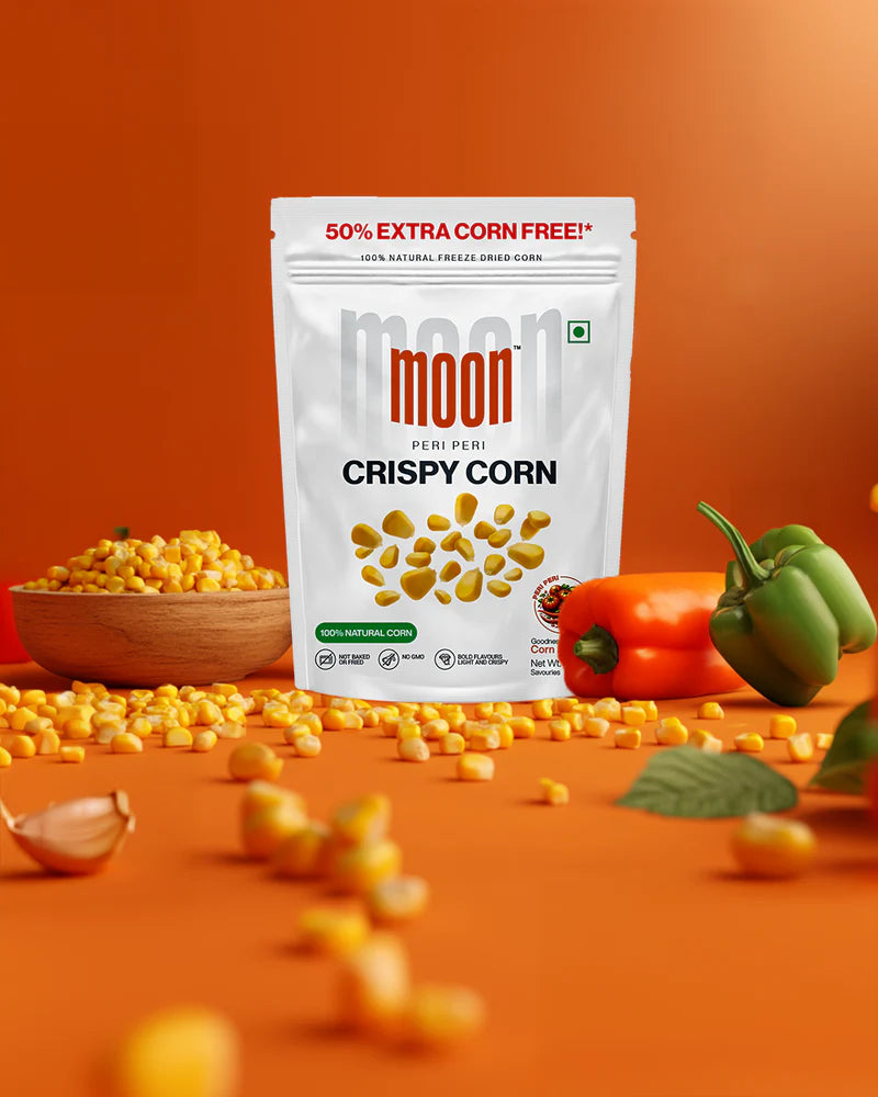 Moon Freeze Dried Crispy Corn Peri Peri | ( Pack Of 3 ) 20 gms each