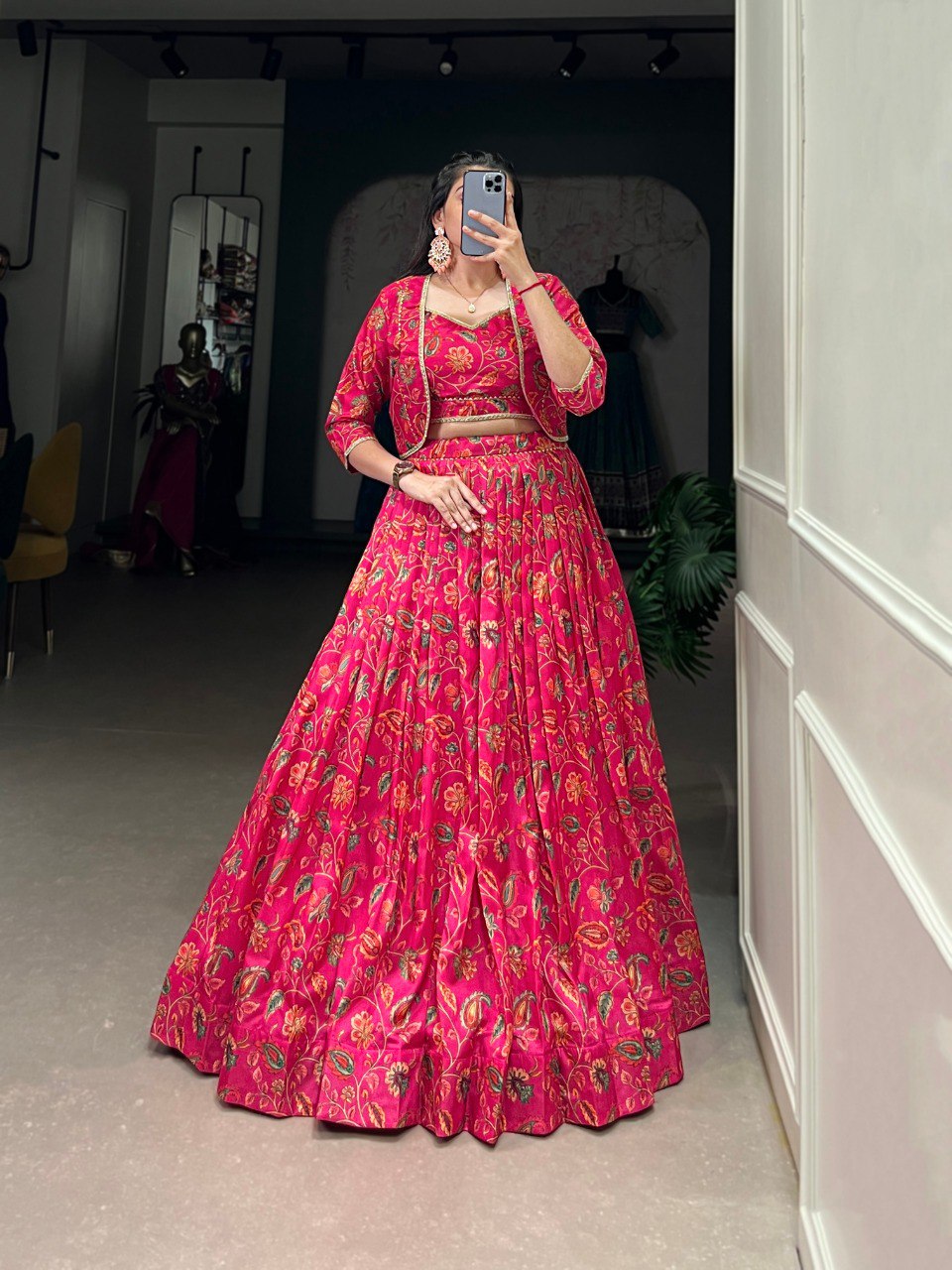 Wedding Lehenga Choli Floral Print With Gota Patti Touch Up | Ready To Wear