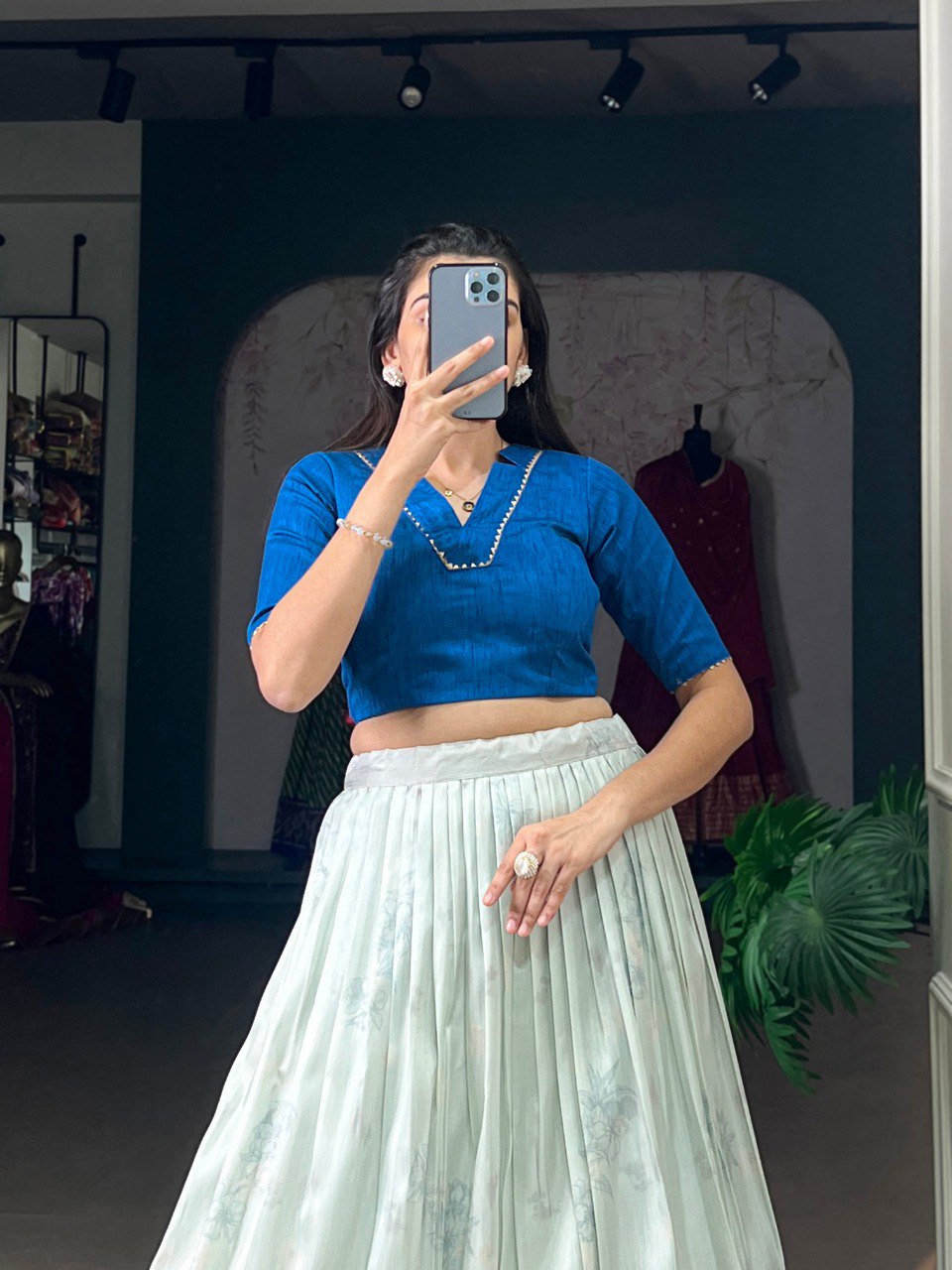 Cotton Silk Lehenga Choli Floral Print With Zari Border | Ready To Wear