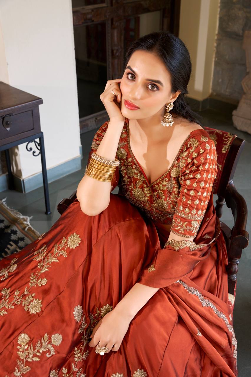 Traditional Lehenga Choli Rangoli Silk With Sequins and Thread Work | Ready To Wear