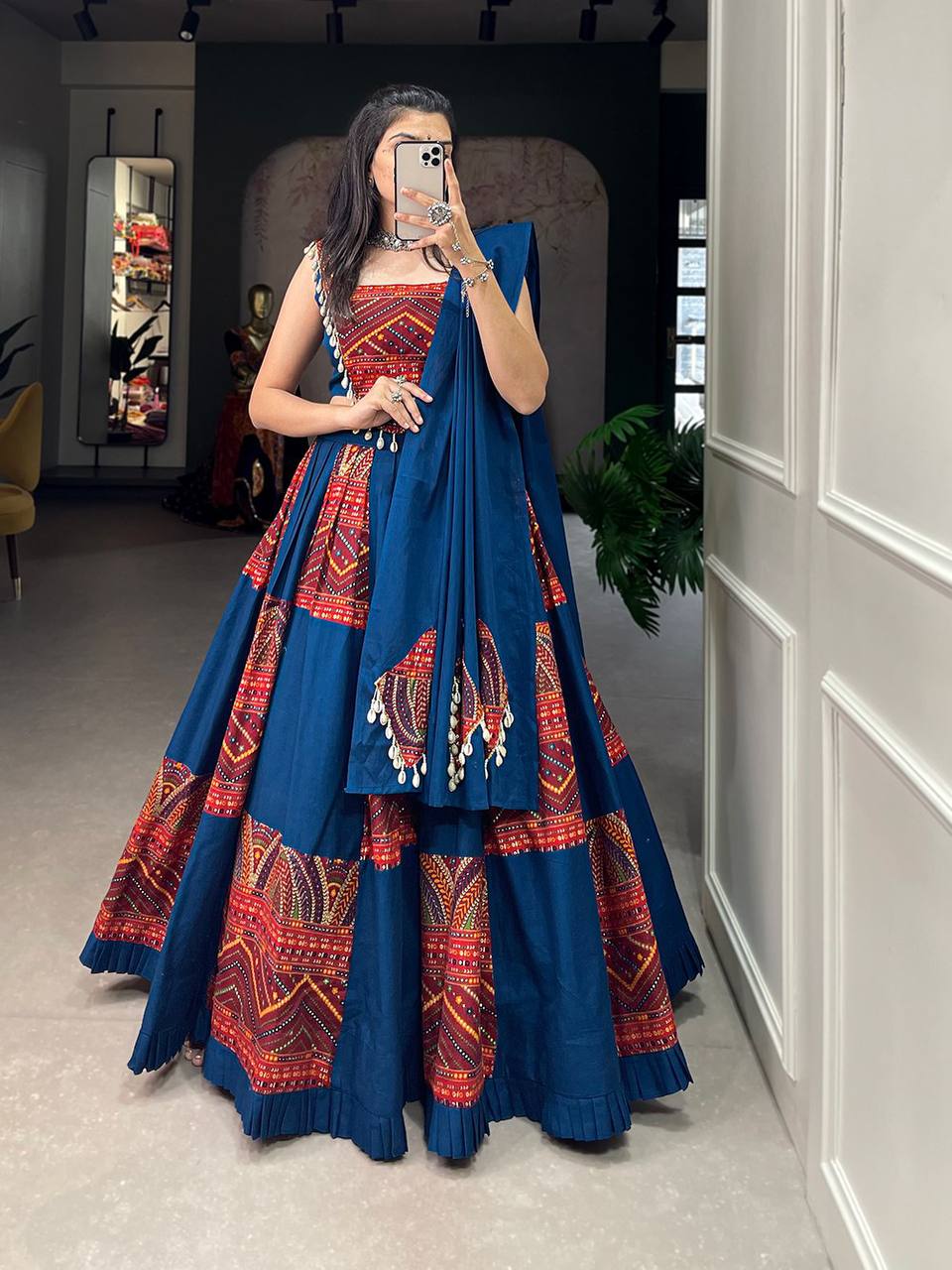 Designer Pure Cotton Lehenga Choli Plain And Printed With Foil Work | Ready To Wear
