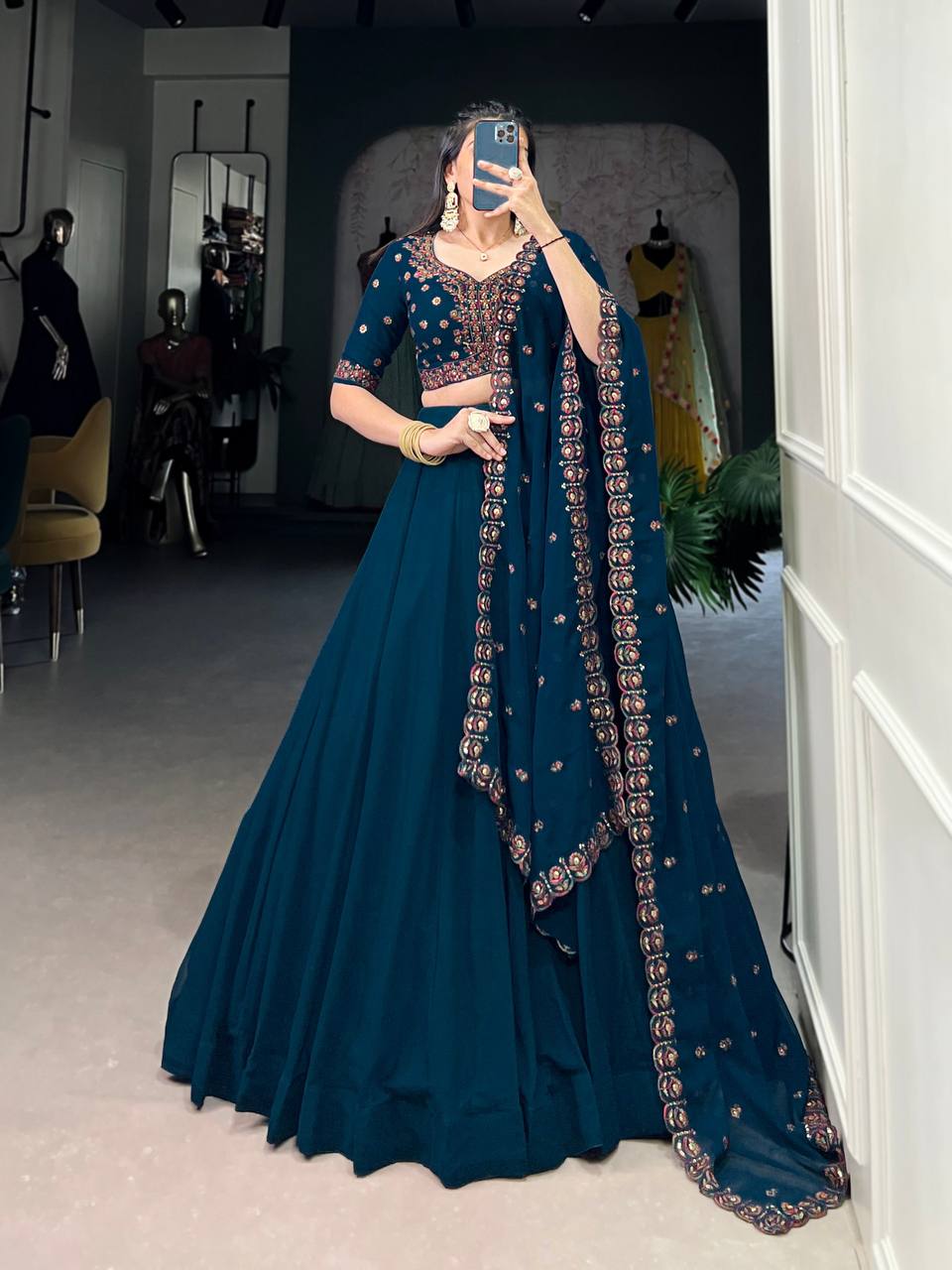 New Georgette Lehenga Choli With Thread Embroidery Work | Read To Wear