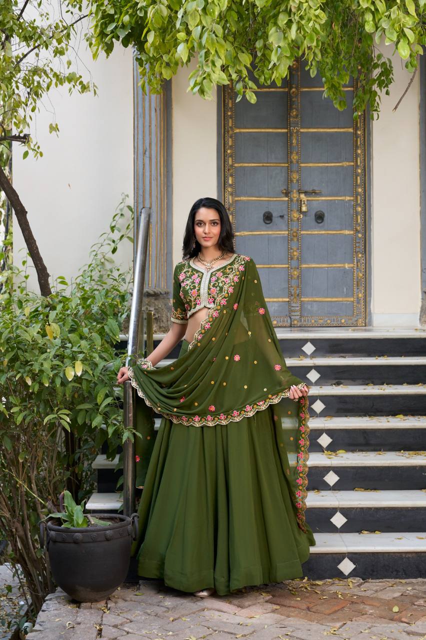 Latest Georgette Lehenga Choli Sequins And Thread Embroidery Work | Read To Wear