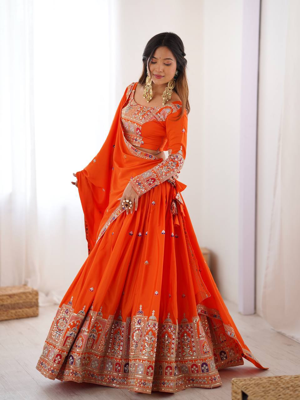 Natural Crep Silk Lehenga Choli With Thread And Sequnce Work | Ready To Wear
