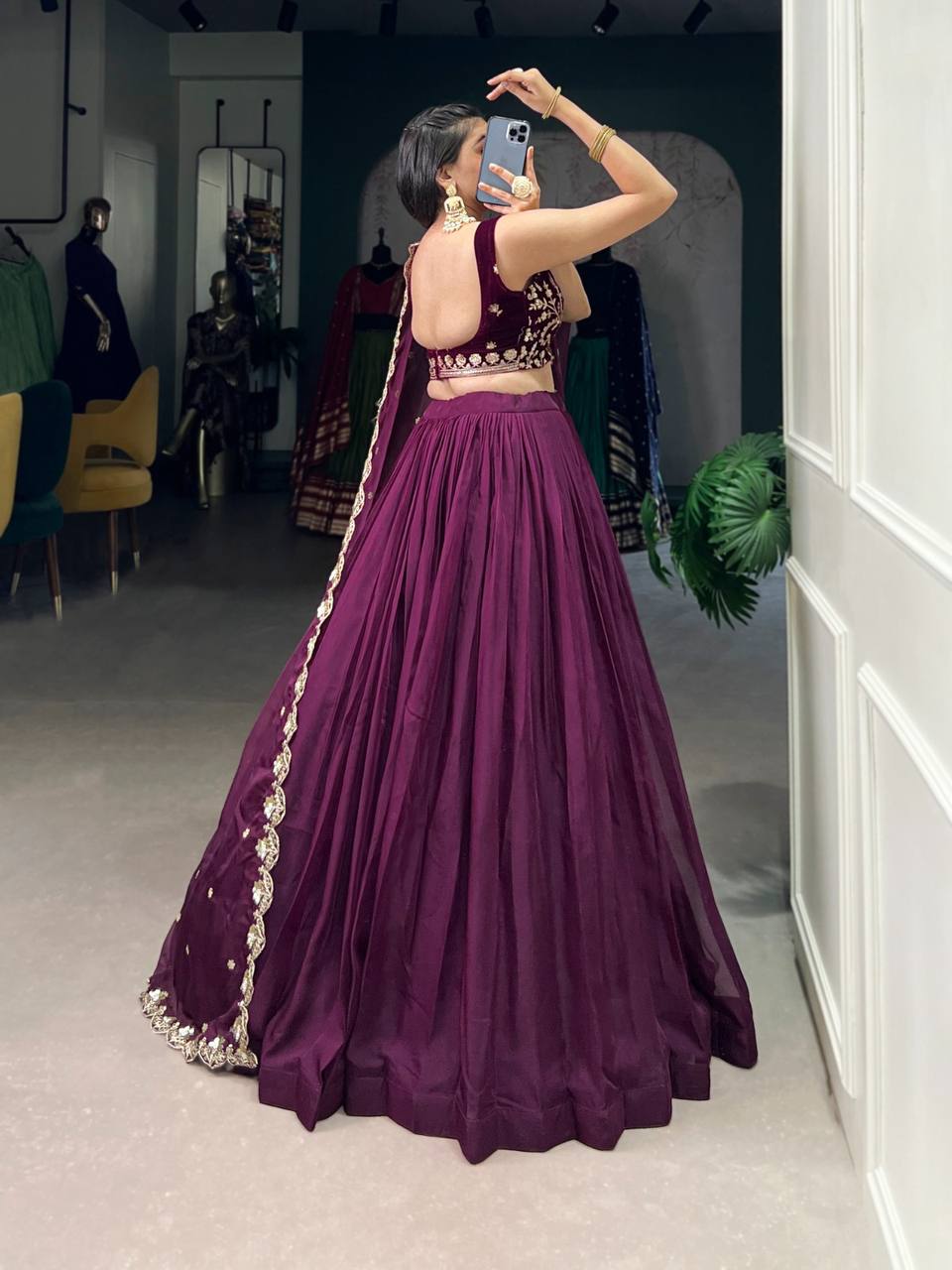 Organza Silk Lehenga Choli With Thread And Sequins Work | Ready To Wear