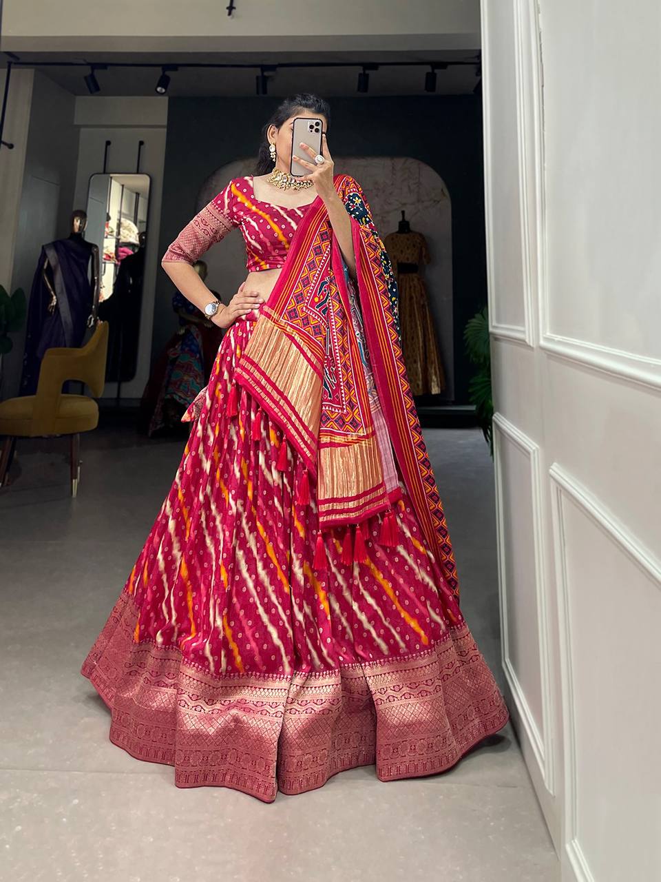 Viscose Silk Lehenga Choli With Printed With Zari Weaving Work | Ready To Wear