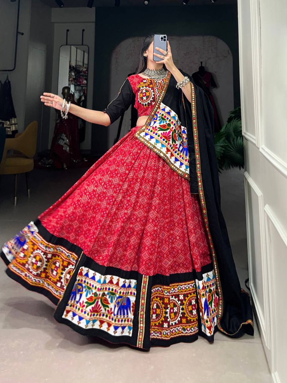 Latest Lehenga Choli With Gamthi, Printed And Mirror Work | Ready To Wear