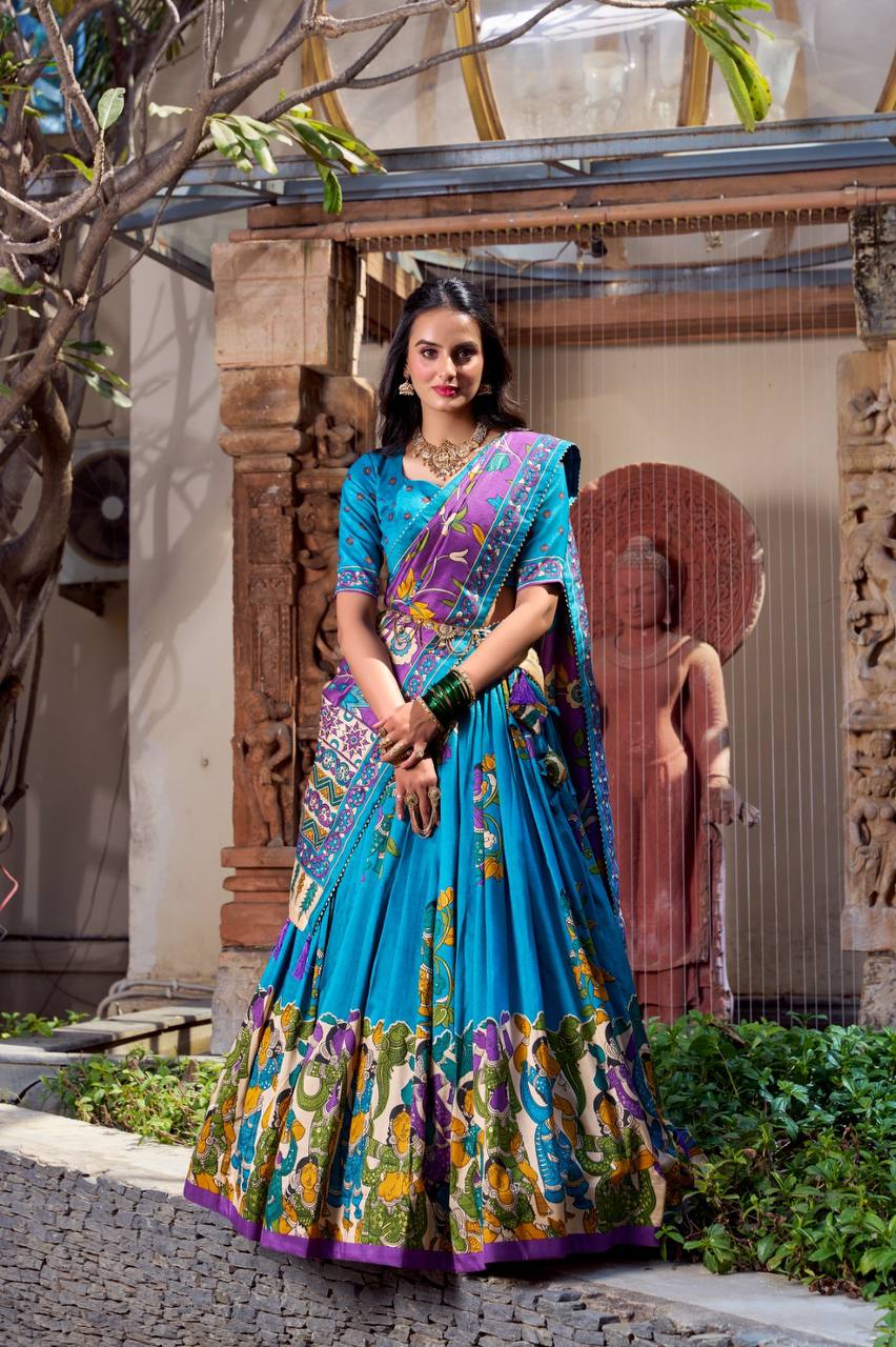 Beautiful Lehenga Choli With Kalamkari And Foil Work | Ready To Wear