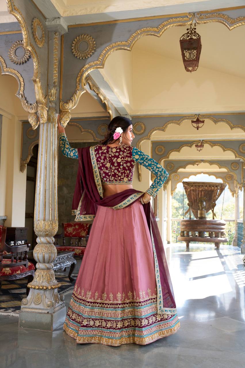 Moonga Silk Lehenga Choli With Thread And Embroidery Work | Ready To Wear