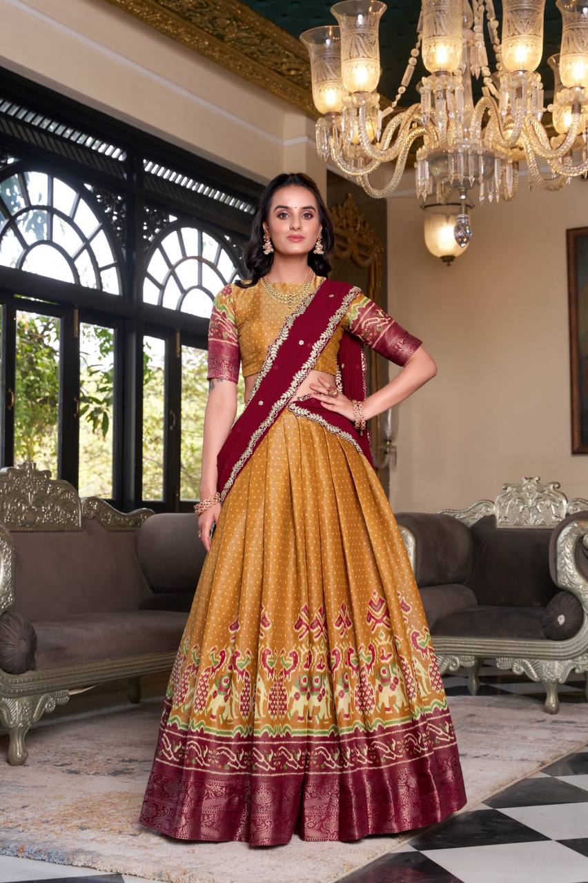 Latest Lehenga Choli With Printed And Zari Weaving Work | Ready To Wear