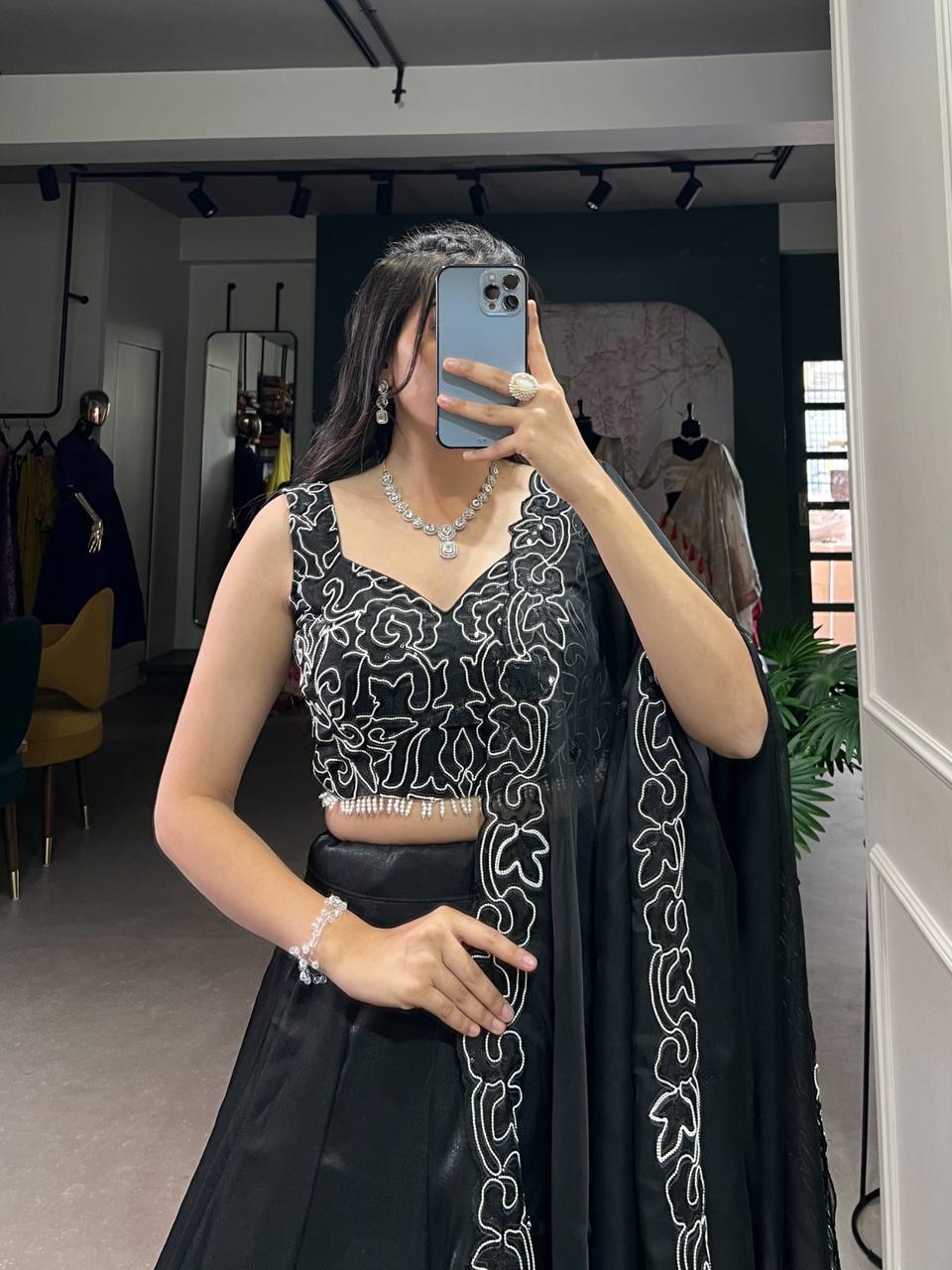 Satin Silk Lehenga Choli With Plain Work | Ready To Wear