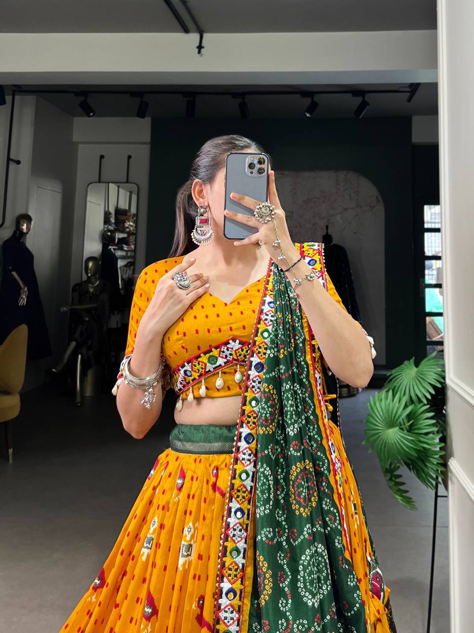 Designer Lehenga Choli With Patola Print And Gamthi Work | Ready To Wear