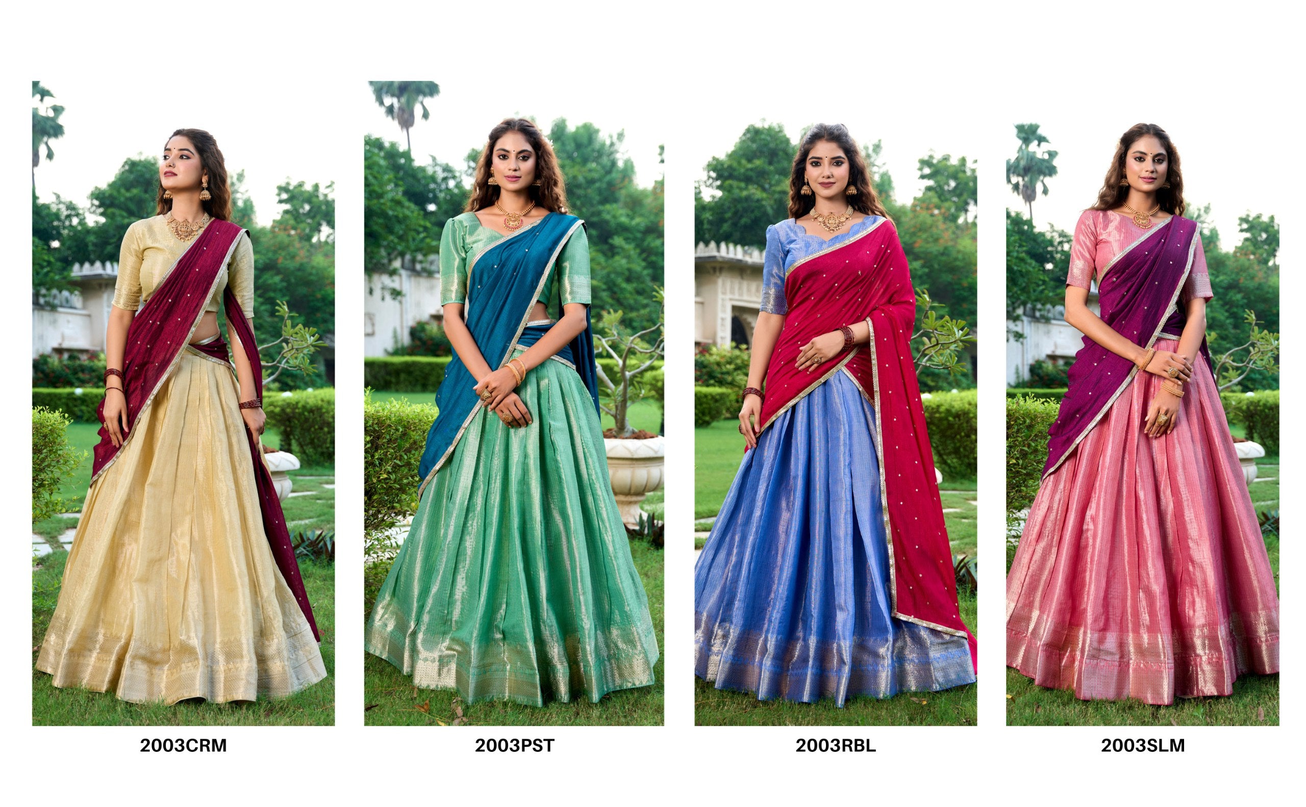 Kanchipuram Half saree Multi color Easy to wear Ready to wear - India shopping