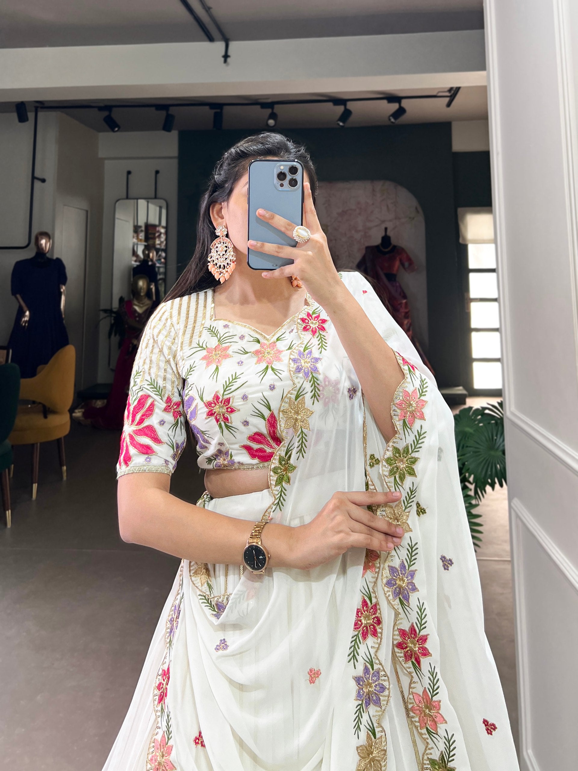 Traditional White wonder adorned with delicate embroidery