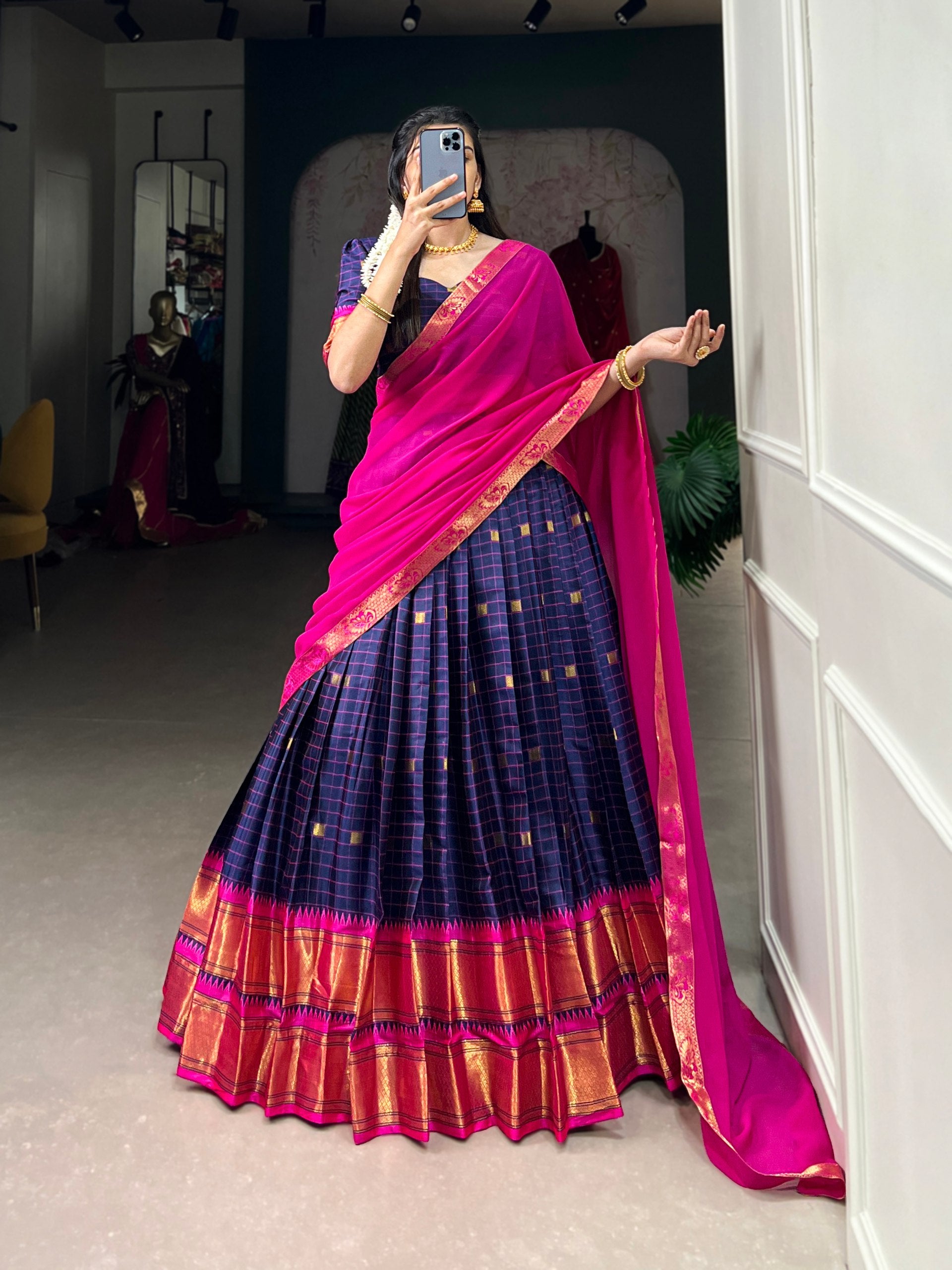 Cotton Silk Lehenga Weaving Work With Paithani Concept Ready To We