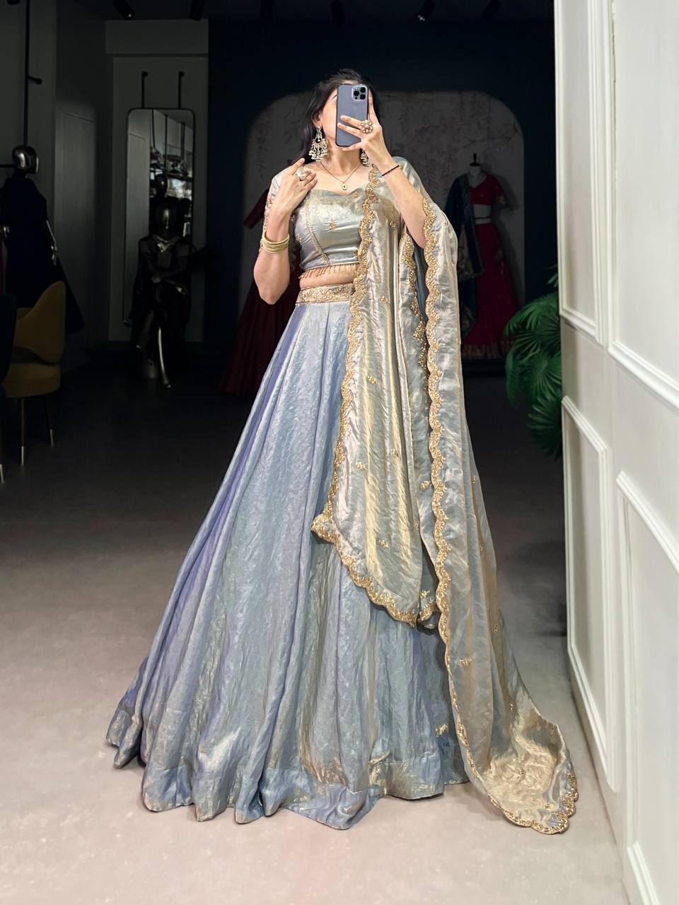 New Lehenga Choli With Sequins Thread Embroidery Work | Ready To Wear