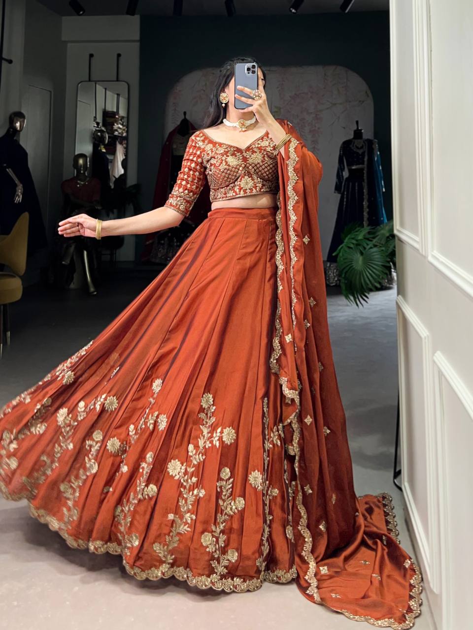 Rangoli Silk Lehenga Choli With Thread Embroidery Work | Ready To Wear