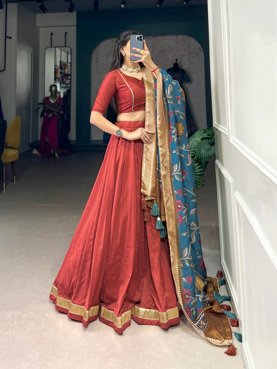 New Traditional Lehenga Choli Chinon Silk Plain With Lace Touch Up | Ready To Wear