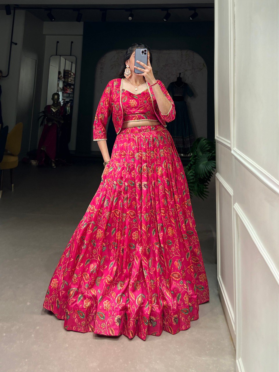 Wedding Lehenga Choli Floral Print With Gota Patti Touch Up | Ready To Wear