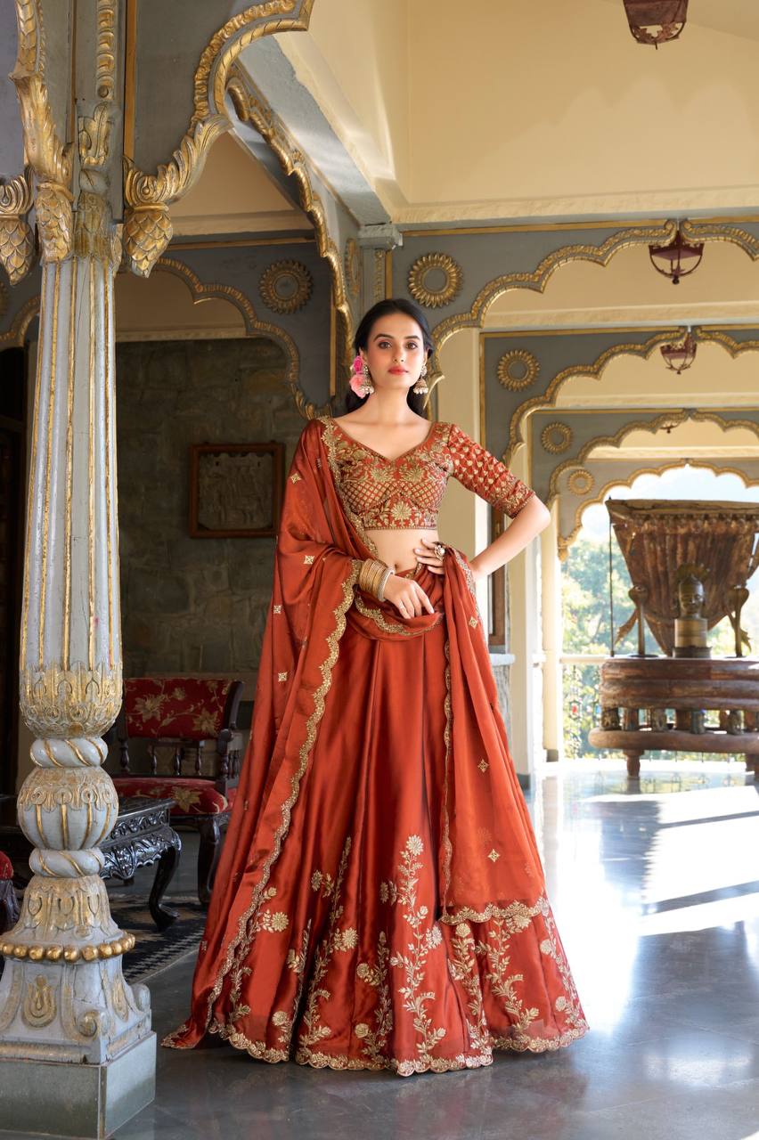 Traditional Lehenga Choli Rangoli Silk With Sequins and Thread Work | Ready To Wear